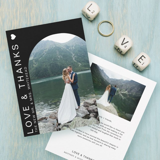 Carte De Remerciements Modern Love Photo Collage noir (Créateur téléchargé)