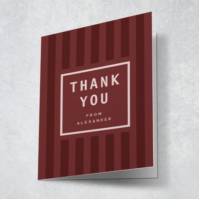 Carte De Remerciements Modern Maroon Stripes Graduation Thank You (Créateur téléchargé)