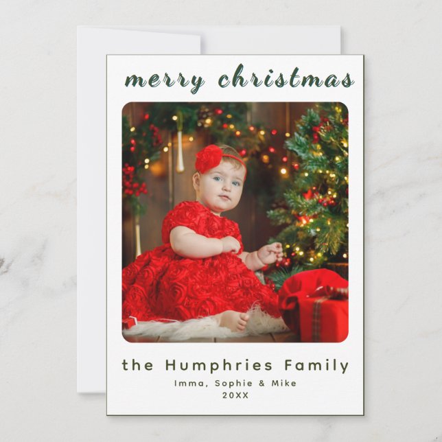 Carte De Remerciements Modern Minimal Holiday Family Photo Card (Devant)