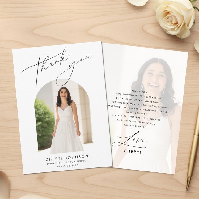 Carte De Remerciements Modern Minimal Photo Graduation (Créateur téléchargé)