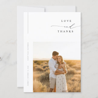 Carte De Remerciements Modern Minimal Photo Wedding Thank You Card W Note