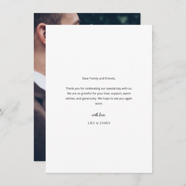 Carte De Remerciements Modern Minimal Wedding Thank You Card with Photo (Devant / Derrière)