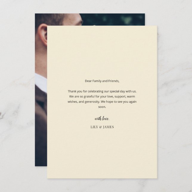 Carte De Remerciements Modern Minimal Wedding Thank You Card with Photo (Devant / Derrière)