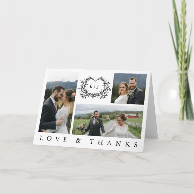 Carte De Remerciements Modern Minimalist Calligraphy Crest monogram Photo (Devant)