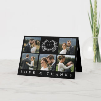 Carte De Remerciements Modern Minimalist Calligraphy Crest monogram Photo