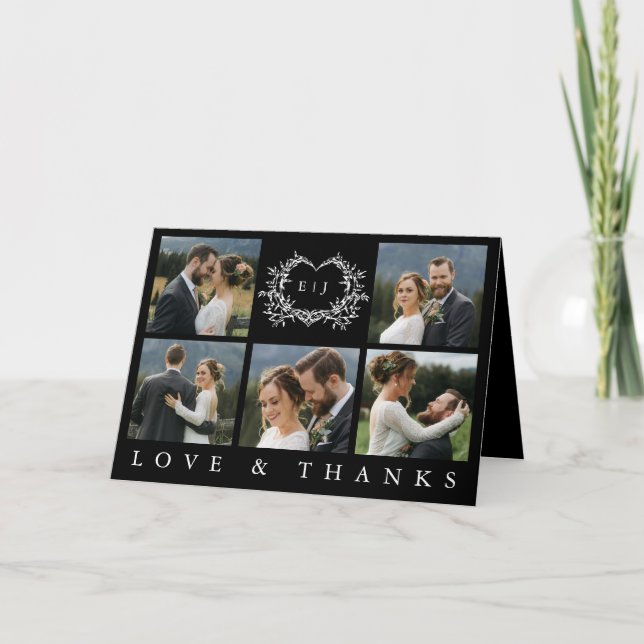 Carte De Remerciements Modern Minimalist Calligraphy Crest monogram Photo (Devant)