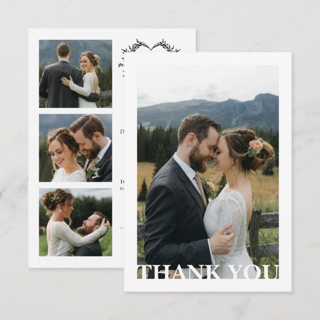 Carte De Remerciements Modern Minimalist Calligraphy Crest monogram Photo (Devant / Derrière)