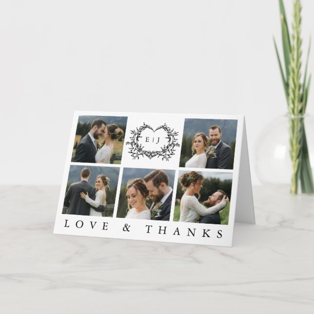 Carte De Remerciements Modern Minimalist Calligraphy Crest monogram Photo (Devant)