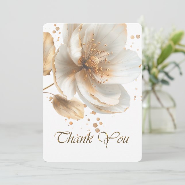 Carte De Remerciements Modern Minimalist Gold and White Wedding (Debout devant)