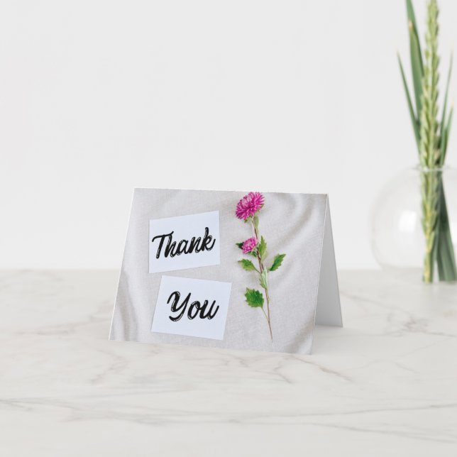 Carte De Remerciements Modern Minimalist Magenta Floral Thank You Folded  (Devant)