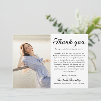 Carte De Remerciements Modern Minimalist One Photo Graduation Thank You