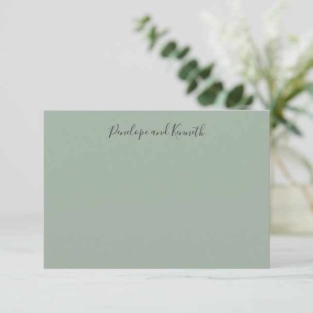 Carte De Remerciements Modern Minimalist Sage Green Script Typography (Debout devant)