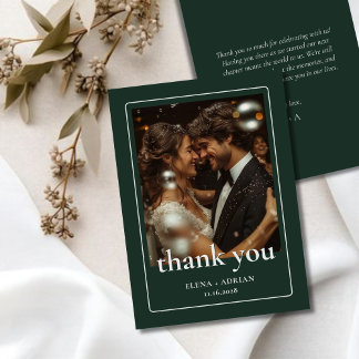 Carte De Remerciements Modern Moody Wedding Thank You Card with Photo