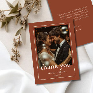 Carte De Remerciements Modern Moody Wedding Thank You Card with Photo