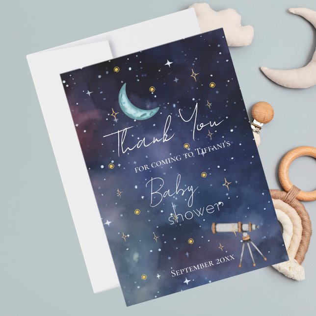 Carte De Remerciements Modern Moon & Stars Baby Shower Thank You Card (Créateur téléchargé)