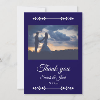 Carte De Remerciements Modern Navy & White Wedding Flat Thank You Card