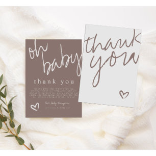 Carte De Remerciements Modern Oh Baby Neutral Baby Shower Thank You Card
