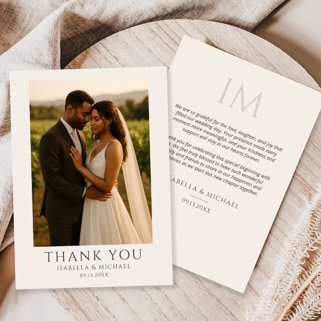 Carte De Remerciements Modern Personalized Elegant Photo Wedding  (Créateur téléchargé)