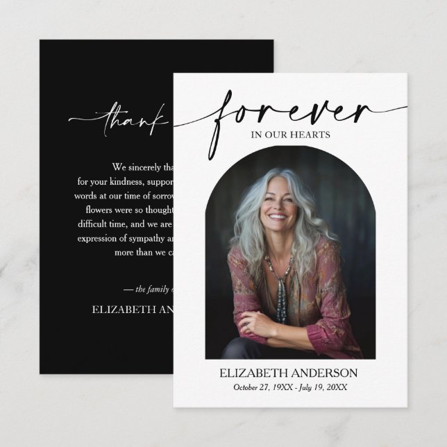 Carte De Remerciements Modern Photo Funeral Bereavement Memorial (Devant / Derrière)