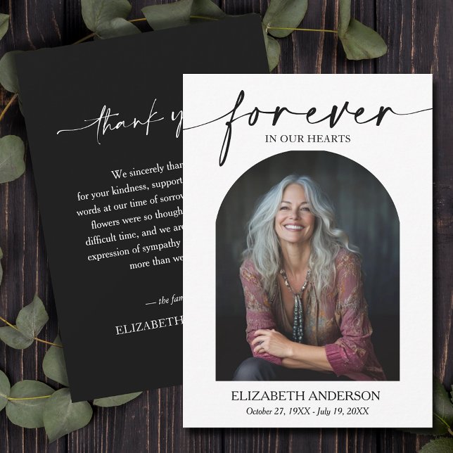 Carte De Remerciements Modern Photo Funeral Bereavement Memorial (Funeral Thank You Card with photo on front, your message on the back, default size 3.5" x 5")