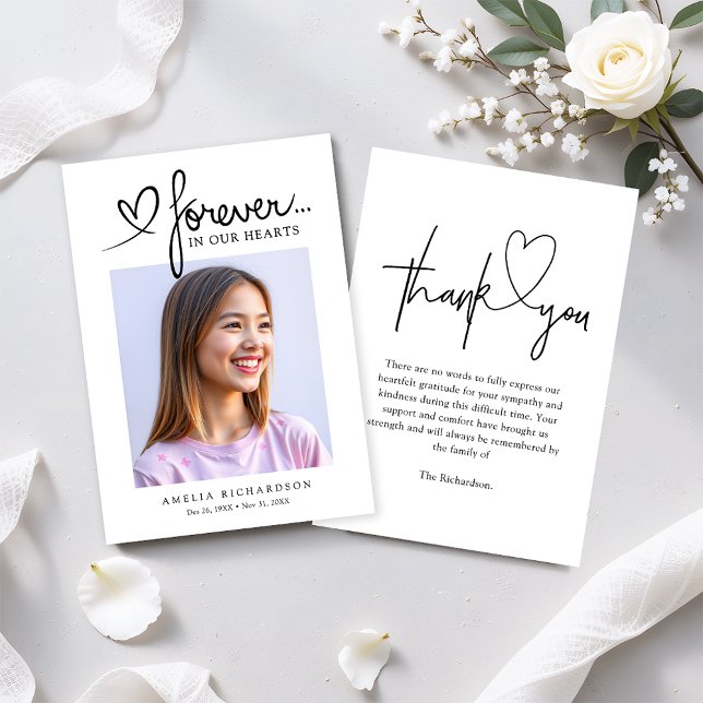 Carte De Remerciements Modern Photo Funeral Memorial Sympathy (Créateur téléchargé)