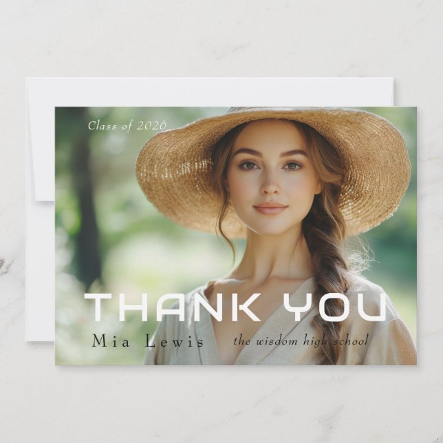 Carte De Remerciements Modern Photo Graduation Thank You (Devant)