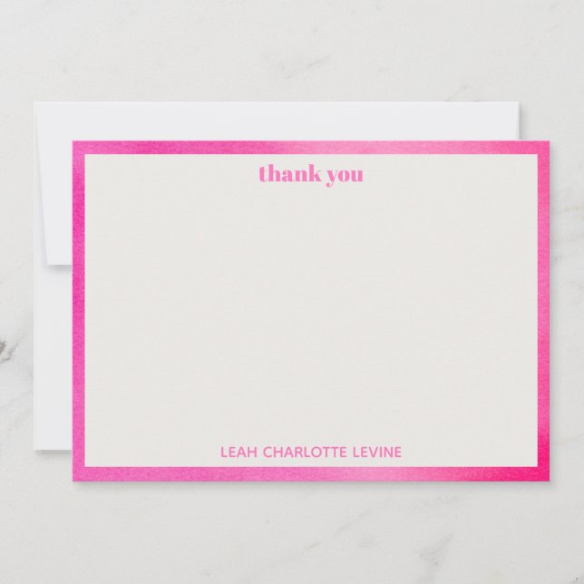 Carte De Remerciements Modern Pink Watercolor Trendy Custom Bat Mitzvah (Devant)