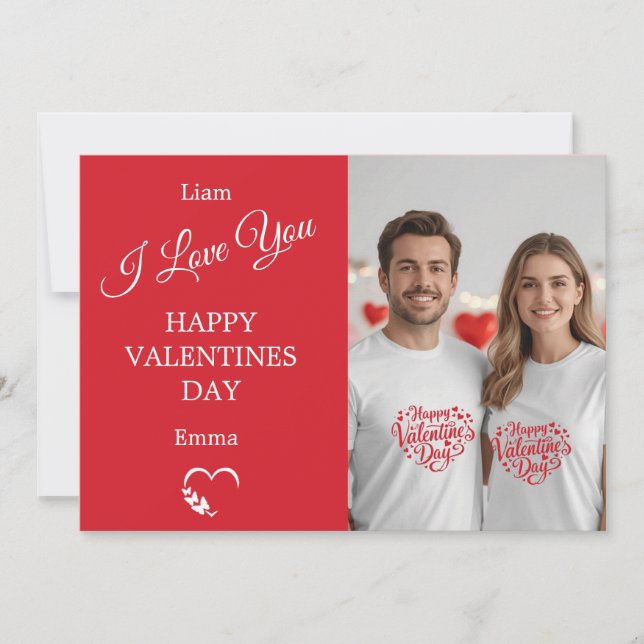 Carte De Remerciements Modern Red Valentine’s Day Photo Card (Devant)
