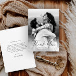 Carte De Remerciements Modern Script Photo Wedding<br><div class="desc">Script photo wedding elegant stylish modern thank you card. Part of a wedding collection. Colors can be changed.The backside includes a thank you message that you can personalize for each guest or remove if you prefer to hand write your thank you.</div>
