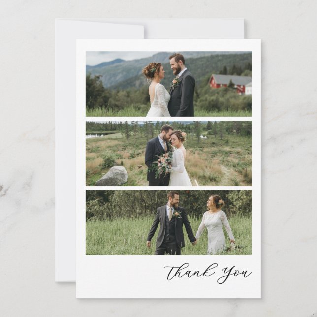 Carte De Remerciements Modern Script Photo Wedding (Devant)