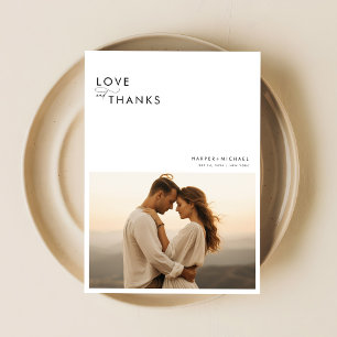 Carte De Remerciements Modern Simple 4 Photo Collage Mariage