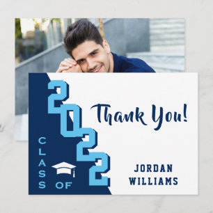 Carte De Remerciements Modern Simple Minimalist Golden Graduation