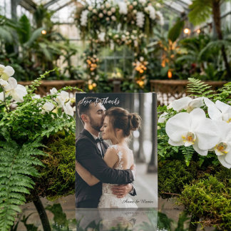 Carte De Remerciements Modern Simple Photo Wedding Thank You Card W Note