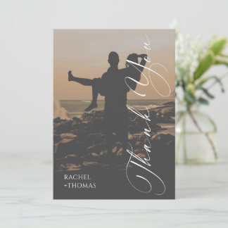 Carte De Remerciements Modern Sunset Silhouette Wedding Thank You Card