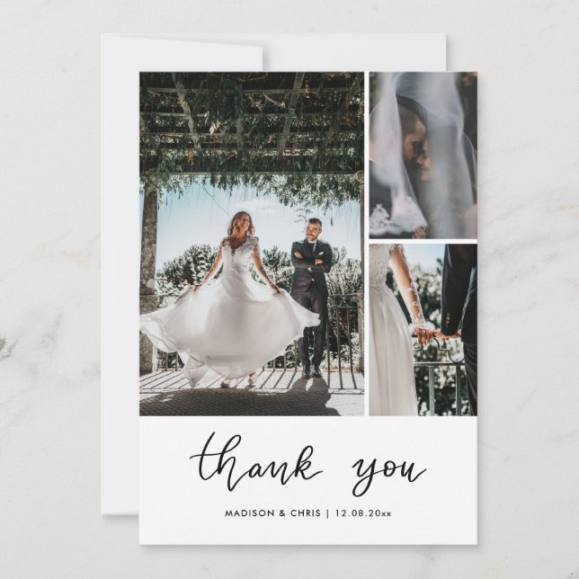 Carte De Remerciements Modern Thank You Script Wedding Photo  (Devant)
