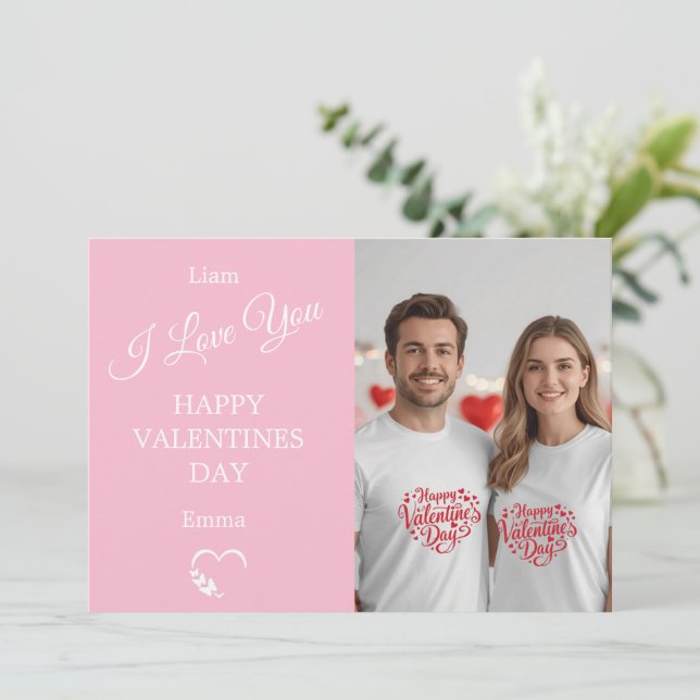 Carte De Remerciements Modern Valentine’s Day Photo Card – Soft Coral (Debout devant)