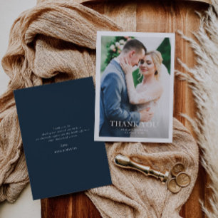 Carte De Remerciements modern white border personalized wedding