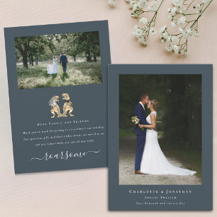 Carte De Remerciements Moderne 2 Photo Dinosaur Thème Mariage