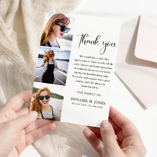 Carte De Remerciements Moderne 3 x Sympathie funéraire photo