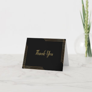 Carte de remerciements moderne Black & Gold Jalo