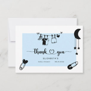 carte de remerciements moderne bleu baby shower