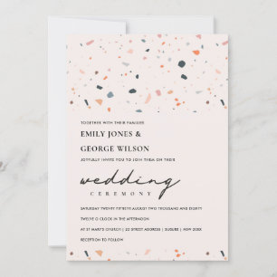 CARTE DE REMERCIEMENTS MODERNE BLUSH RUST TERRAZZO MOTIF MARIAGE INVITER