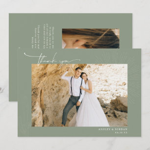 Carte De Remerciements Moderne Boho Désert Simple Écriture Mariage Merc