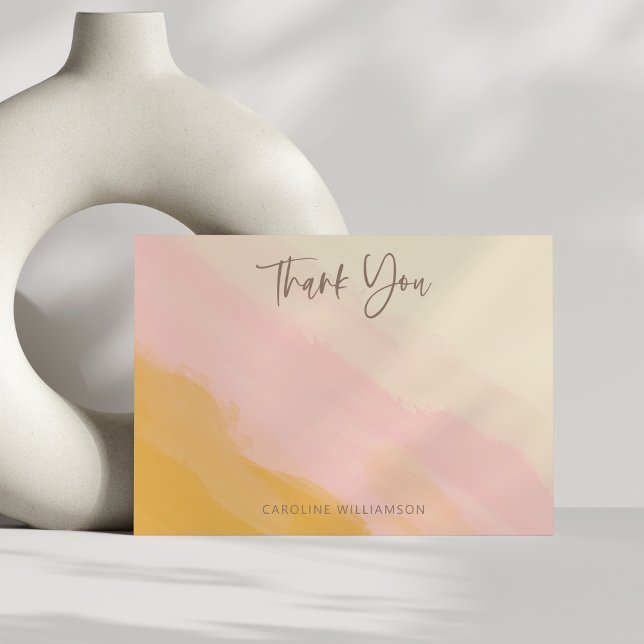 Carte De Remerciements Moderne Boho rose jaune mignon Fête des mariées Sc (Créateur téléchargé)