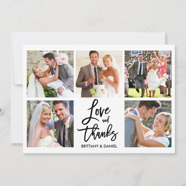 Carte De Remerciements Moderne Brush Script Love Thanks 5 Mariage photo (Devant)