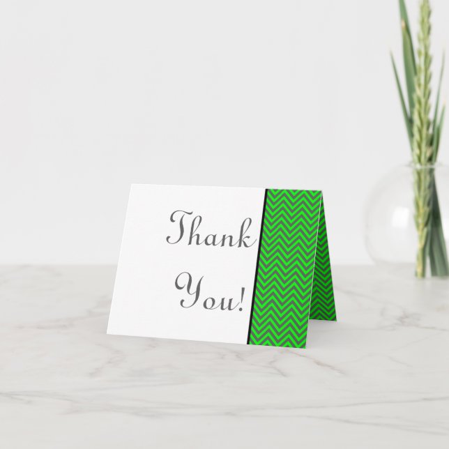 Carte de remerciements moderne Chevron Neon vert/g (Devant)