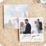 Carte De Remerciements Moderne Chic Calligraphie 3 Mariage photo Carré<br><div class="desc">Carte de remerciements photo mariage simple et moderne avec une photo fanée en option et texte personnalisé au dos. Vous pouvez utiliser cette carte pour un mariage, une douche nuptiale, un fiançailles, un anniversaire ou tout événement spécial. Pour une personnalisation plus avancée de cette conception, cliquez sur le BOUTON OUTIL...</div>