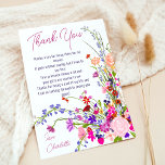 Carte De Remerciements Moderne chic fleurs sauvages script nuptiale douch<br><div class="desc">Elégante illustration de fleurs d'été de printemps modernes avec jolie fleur sauvage et brush script douche nuptiale merci avec une typographie de calligraphie moderne avec des fleurs rouge,  violet,  rose,  terre cuite .</div>