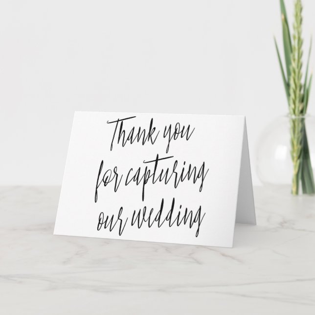 Carte De Remerciements Moderne Chic "Merci pour capturer notre mariage" (Devant)