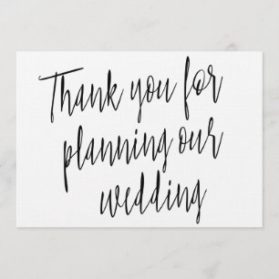 Carte De Remerciements Moderne Chic "Merci pour planifier notre mariage"